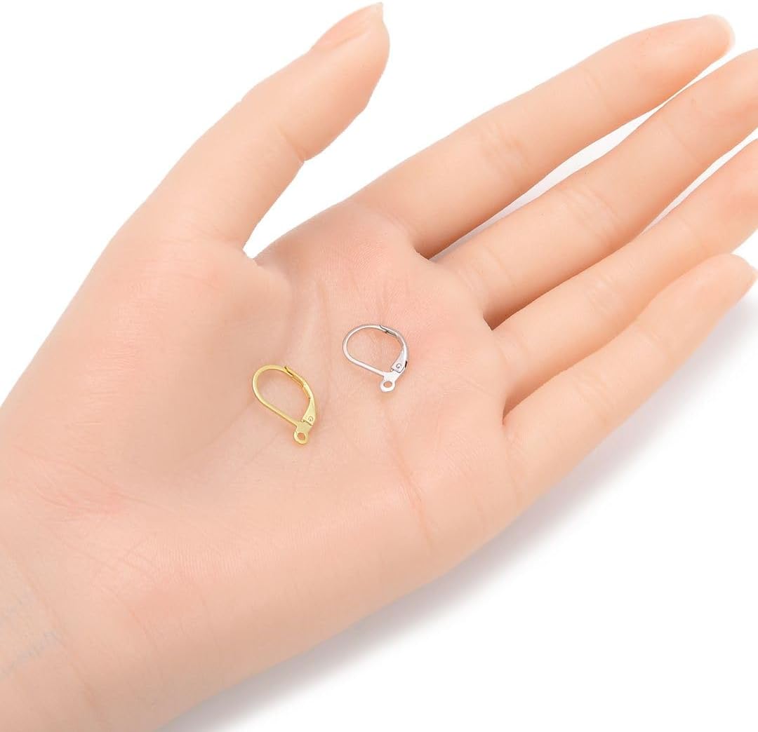 30pcs Adabele Real Yellow Gold Plated Sterling Silver Hypoallergenic Leverback Earring Hooks Open Ring Ear Wire Connector for DIY Earrings Jewelry Making SS8-2