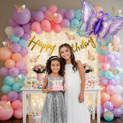 Image of Special You Butterfly Theme Birthday Party Decorations with Pastel Balloons for Decoration, Foil Balloons for Decor, Butterfly Stickers for Wall Decoration, Birthday Decorations Kit for Girls