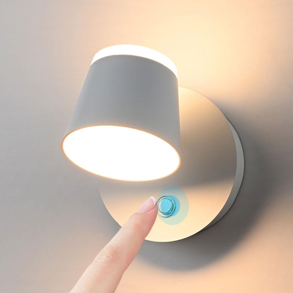 Applique murale LED tactile et rechargeable en aluminium sans fil pour chambre