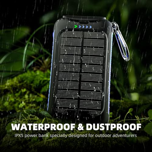 Image of Solar Charger Power Bank 49800mAh - Portable Fast Charging Power Bank with Type-C & Dual USB Ports, Compatible with iPhone, Samsung & More, Waterproof Solar Panel for Camping, Hiking, and Outdoor Use