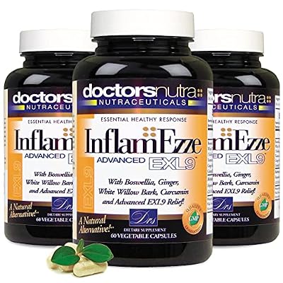 InflamEzze - Turmeric, Curcumin, Ginger Supplement - Gluten-Free, 60 Capsules