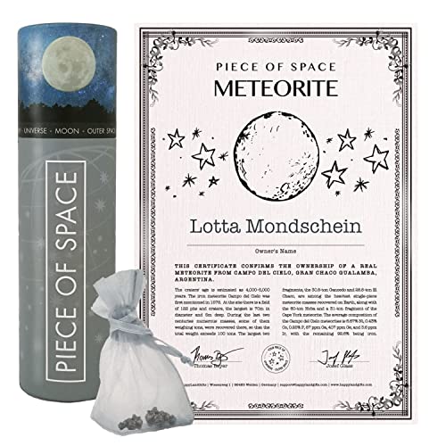 happylandgifts® Echte Sternschnuppe mit PERSONALISIERTEM Zertifikat in edler Urkundenrolle | Zum Geburtstag, Jahrestag, Valentinstag, Weihnachten | Meteorit | Sternschnuppe Geschenk