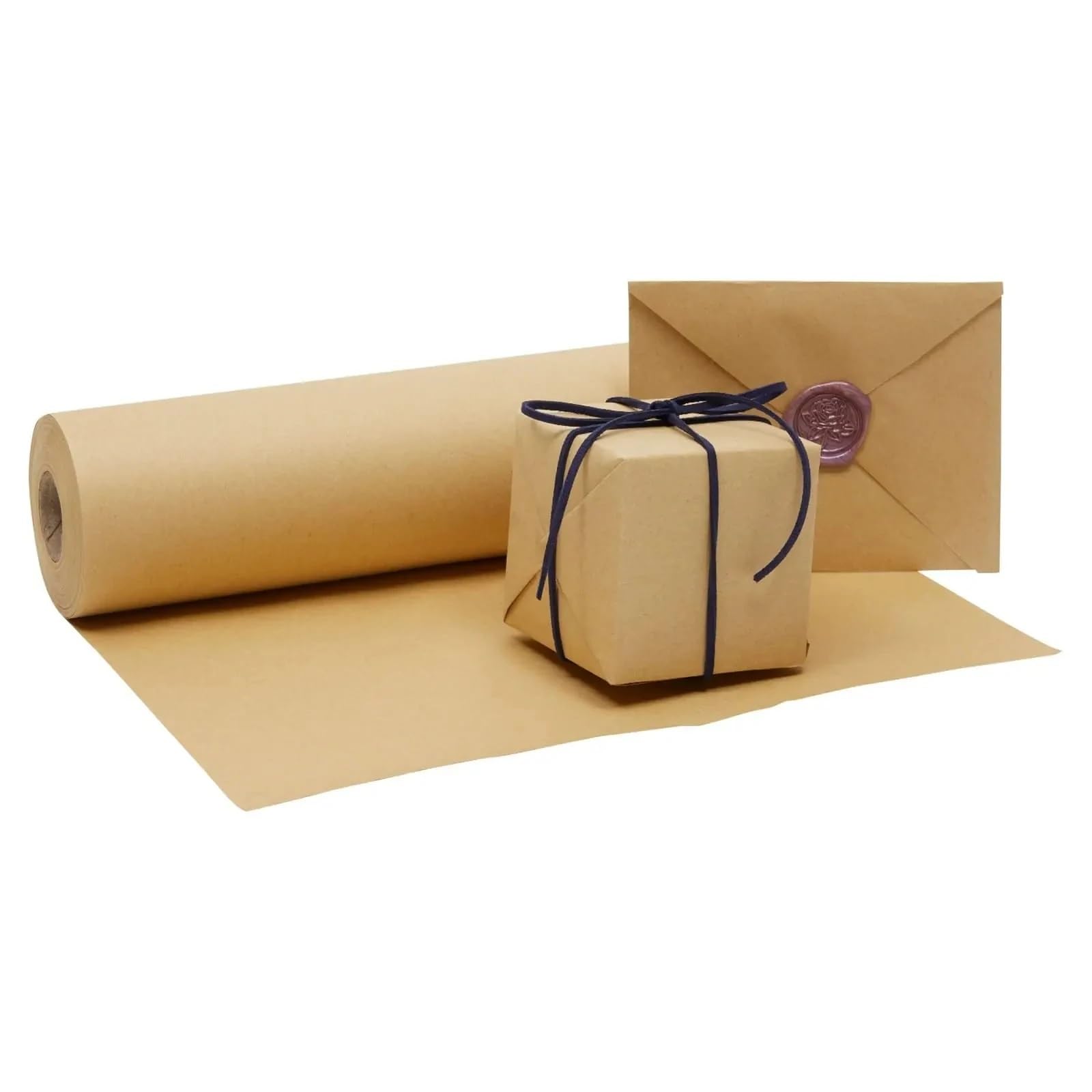 Rollo de Papel Kraft marrón Liso, Papel Adhesivo artístico for Envolver Regalos, Embalaje, Manualidades, tablones de anuncios Rollo de Papel Kraft(50cmx10m 1Roll)