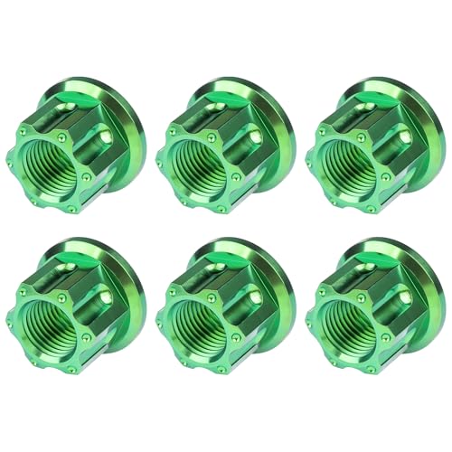Image of Titanium M6 M8 M10 M12 M14 M16 Flange Bolt Nut Bicycle Motorcycle Rear Axle Car Modification Accessories Pack of 6 (M10 Pitch 1.5mm, Green)
