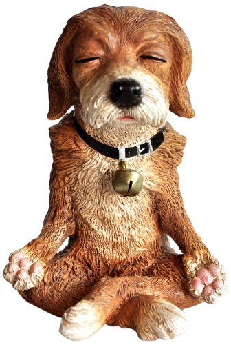 Top Collection Miniature Fairy Garden and Terrarium Dog in Meditation Statue, Brown, 4.5" x 3.25"