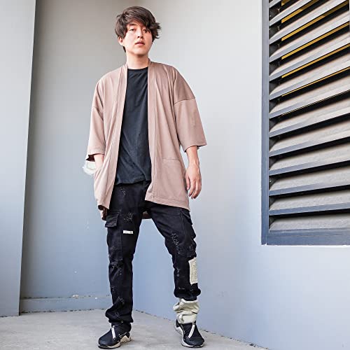 Image of Men's Long Oversized Kimono Cardigan Noragi Japan Jacket Haori Man Yukata Coat
