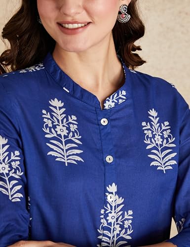 Image of Amazon Brand - Myx Women Printed Regular Cotton Short Kurti (Available in Plus Sizes)