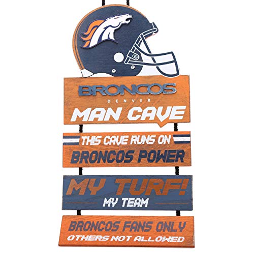 FOCO NFL Denver Broncos Wood SignMan Cave Design, Team Colors, One Size