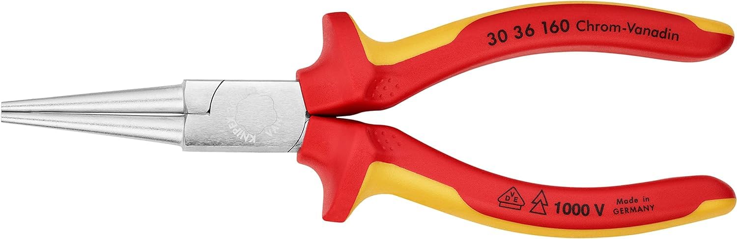 KNIPEX Szczypce płaskie wydłużone chromowany z wielokomponentowymi osłonkami, izolowane wg VDE 160 mm, 30 36 160