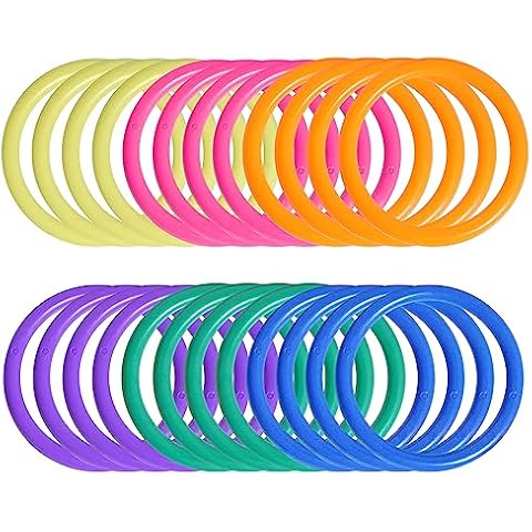 Topbuti 24 Pcs Plastic Ring Toss Game for Kids 2.5 Inch Toss Rings Carnival Rings for Speed and Agility Practice Games, Bridal Shower Backyard Outdoor Games, Random Colors Cover