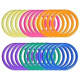 Topbuti 24 Pcs Plastic Ring Toss Game for Kids 2.5 Inch Toss Rings Carnival Rings for Speed and Agility Practice Games, Bridal Shower Backyard Outdoor Games, Random Colors