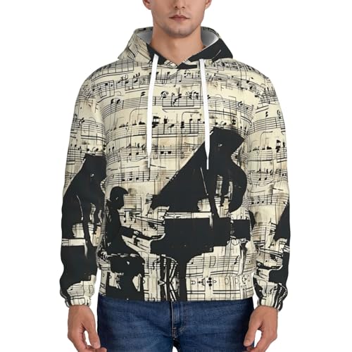 Sweat à capuche imprimé partition pour hommes pull musical décontracté - 2