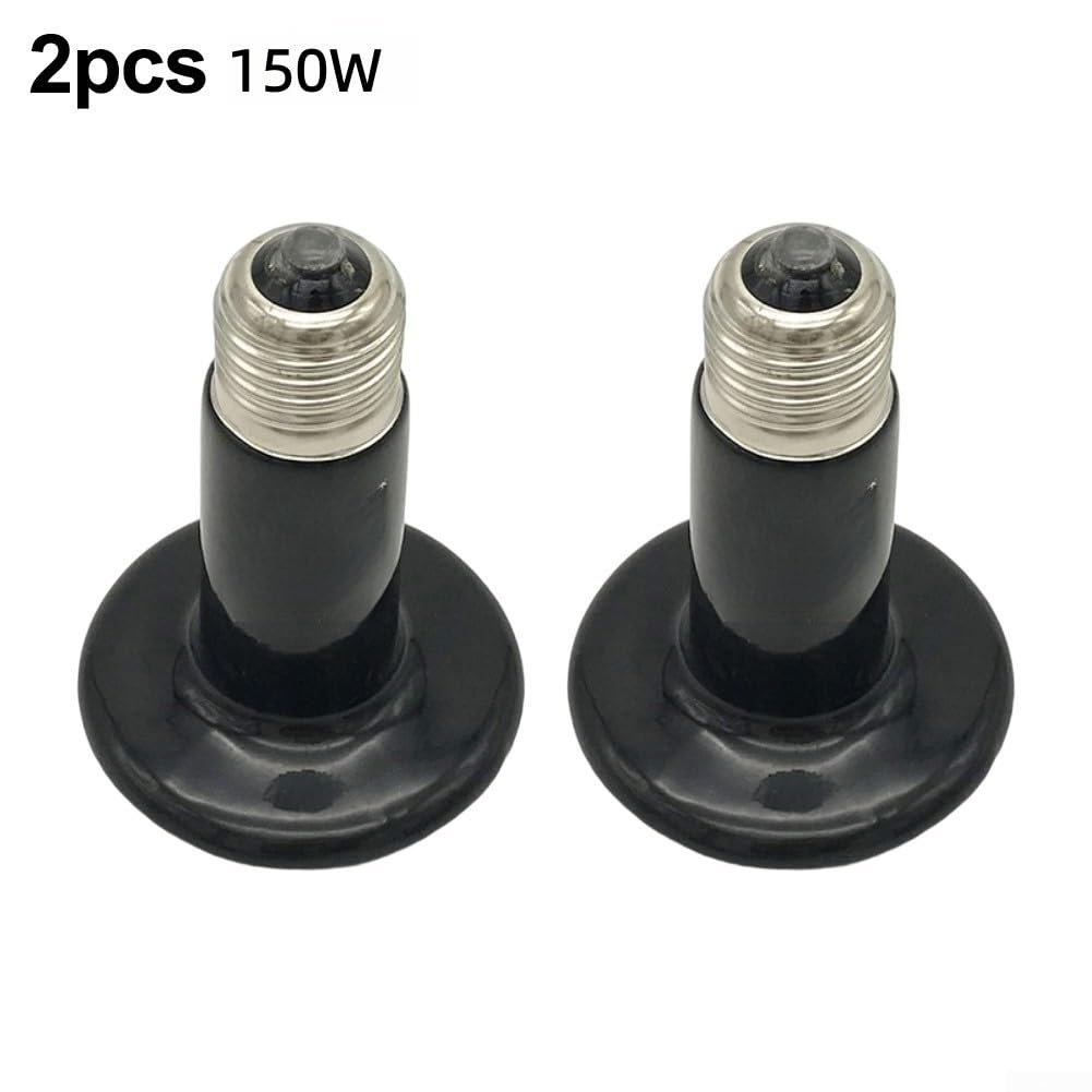 Emisor de calor de cerámica para terrario de reptiles, foco calentador nocturno sin luz para serpiente, lagarto, pollo, anfibio, para calentamiento rápido, construcción de metal segura, negro (150W — view 2