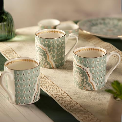 Image of India Circus Fine Bone China Coffee Mug Set of 6-220 Ml Each | Accented with 22 Carat Gold (6 Pcs)(LE12), Tea Cup Set of 6, Mugs for Coffee, Cups Set, Ideal for Gifting, Perfect for Home & Office
