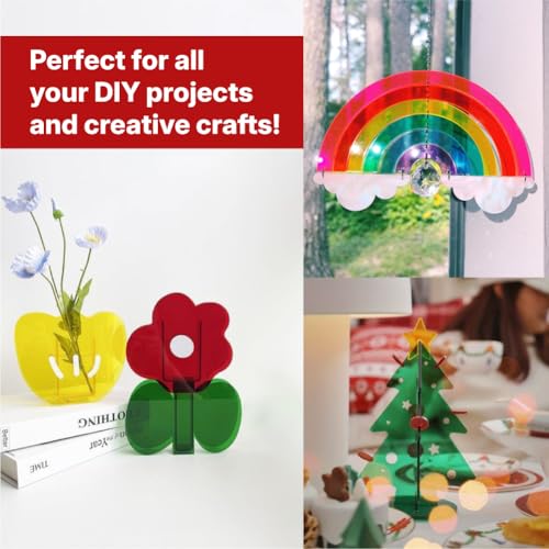 Image of Colored Acrylic Sheets 8x12 (Pack of 6), 0.11 inch Thickness - Multi-Color Acrylic Sheets | Transparent Acrylic Colored Sheets for Arts & Crafts, DIY Projects, CO2 Laser Cutting & Engraving - Easy to Cut
