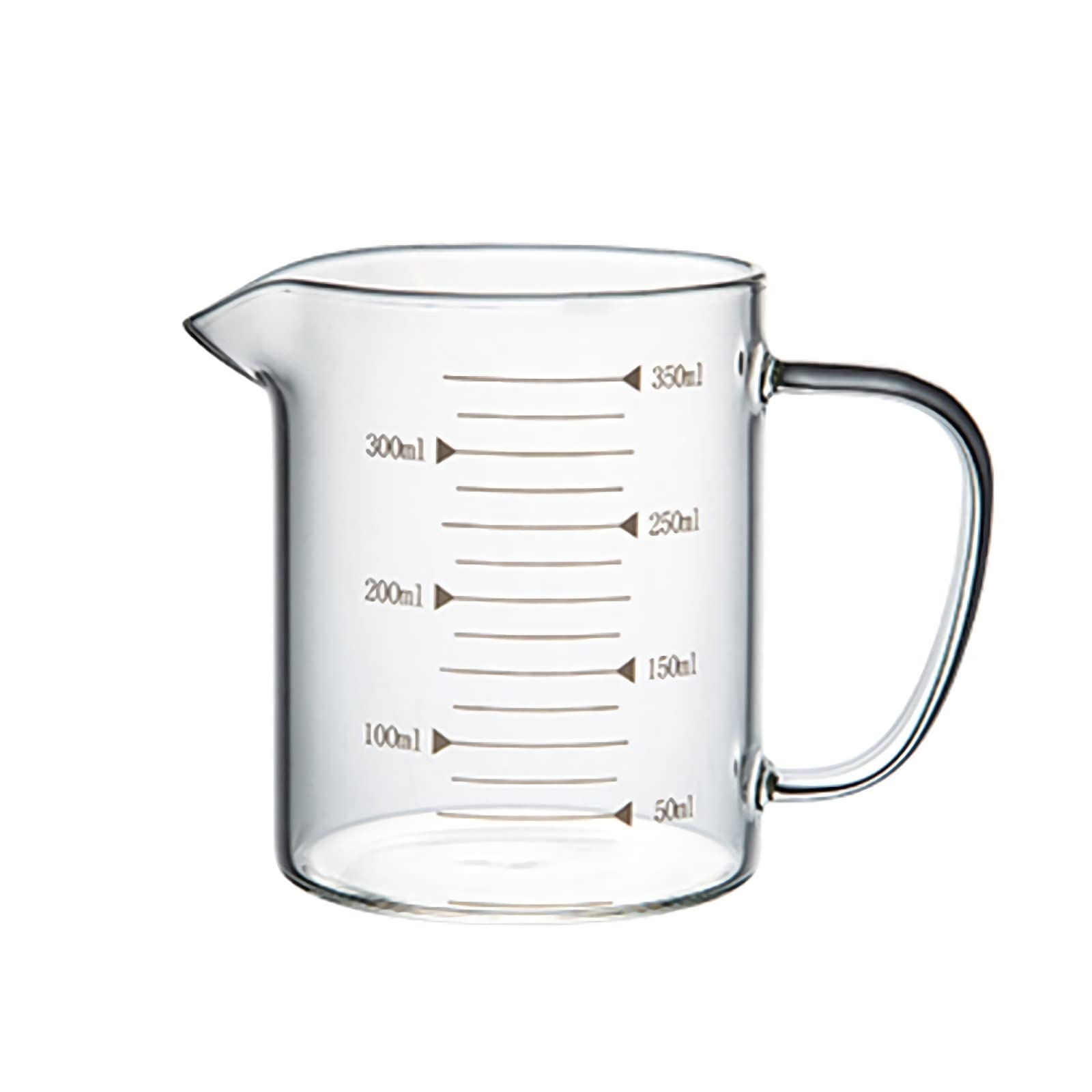 Bicchiere in vetro con manico, caraffa graduata con beccuccio, bicchiere graduato, contenitore per liquidi, bicchieri riutilizzabili per la cucina di casa, caffè, bevande, birra, bicchieri trasparen