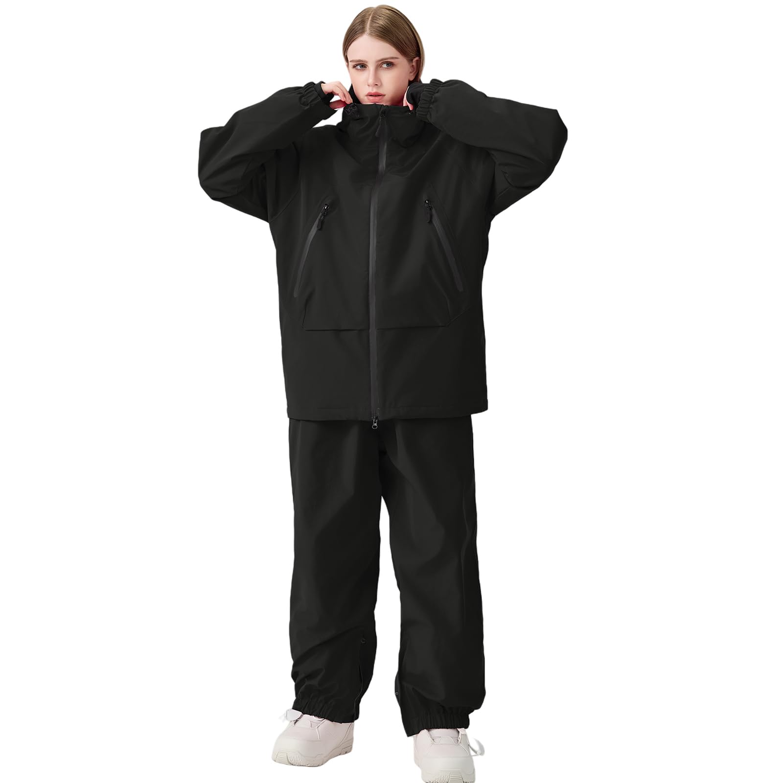 Herren Damen Skijacke & Skihose Set Skianzug 2 teilig Schneeanzug Wassersäule Schneejacke Atmungsaktiv Trägern Winddichte Schneehose zum Skifahren Snowboarden