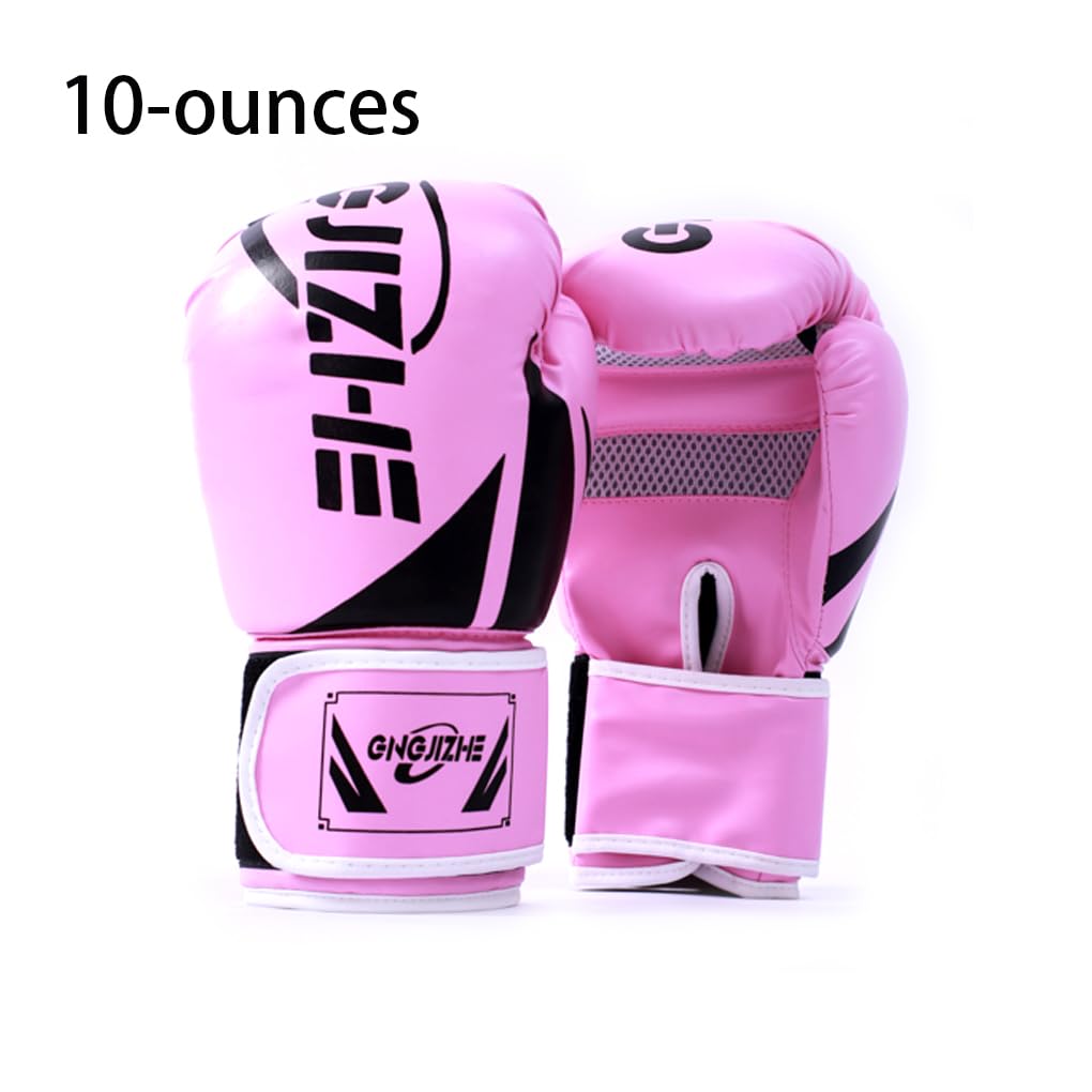 1 paio di guantoni da boxe imbottiti per allenamento e allenamento, regolabili, traspiranti, guanti da boxe protettivi per sport, colore nero, 283,5 g