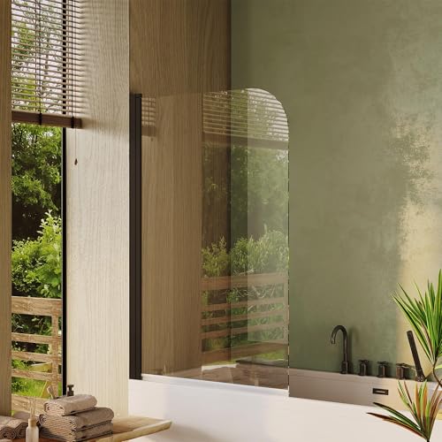 Image of Frameless Bathtub Shower Panel - 32 inchx55 inch Tempered Glass with Soft-Close Magnetic Seal, Matte Black Aluminum Frame, Triple Waterproof Seal, Easy Install for Standard Tubs
