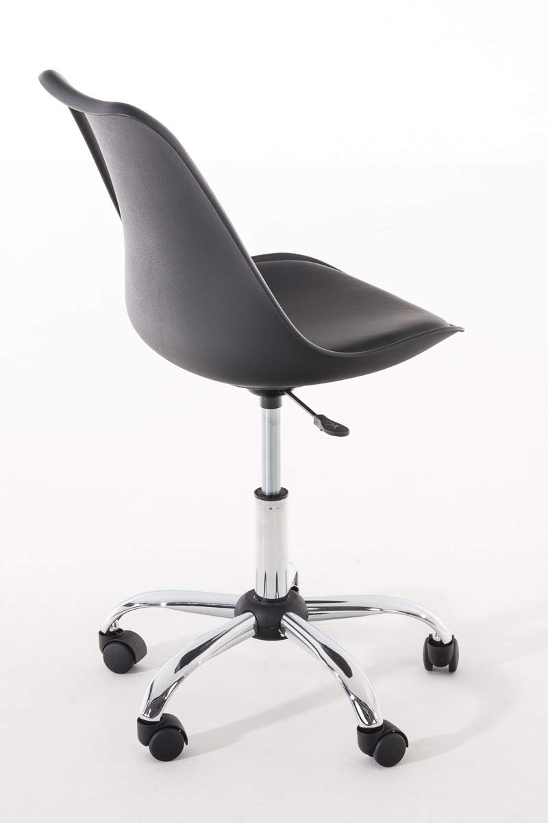 CLP Chaise de Bureau Ergonomique PEGLEG - Fauteuil de Bureau ŕ Roulette avec Dossier en Plastique Solide - Assise Revętu en Similicuir Hauteur R, Couleur:Noir