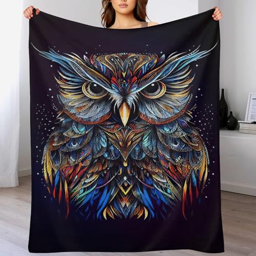 Manta de búho mullida y cálida para sofá - Tamaño grande de 130x180 cm 2