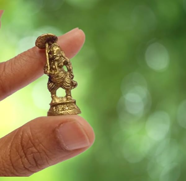 Purpledip rzadka miniaturowa statuetka Chhatra Ganesha pod baldachimem, wyjątkowy prezent kolekcjonerski (11400)