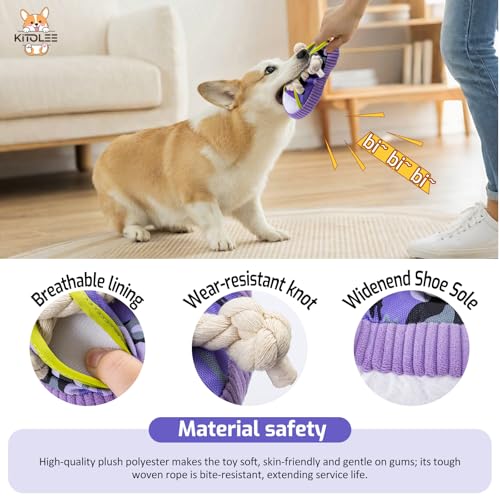 Kito Lee Juguete para perros de peluche suave y chirriante para perros, juguete de cuerda para masticar para perros pequeños y cachorros, diseño de zapato bonito para acurrucarse y jugar, juguete - imagen 2
