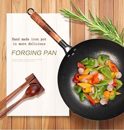 Wok tradicional chino de hierro 32 cm con tapa de madera miniatura 4