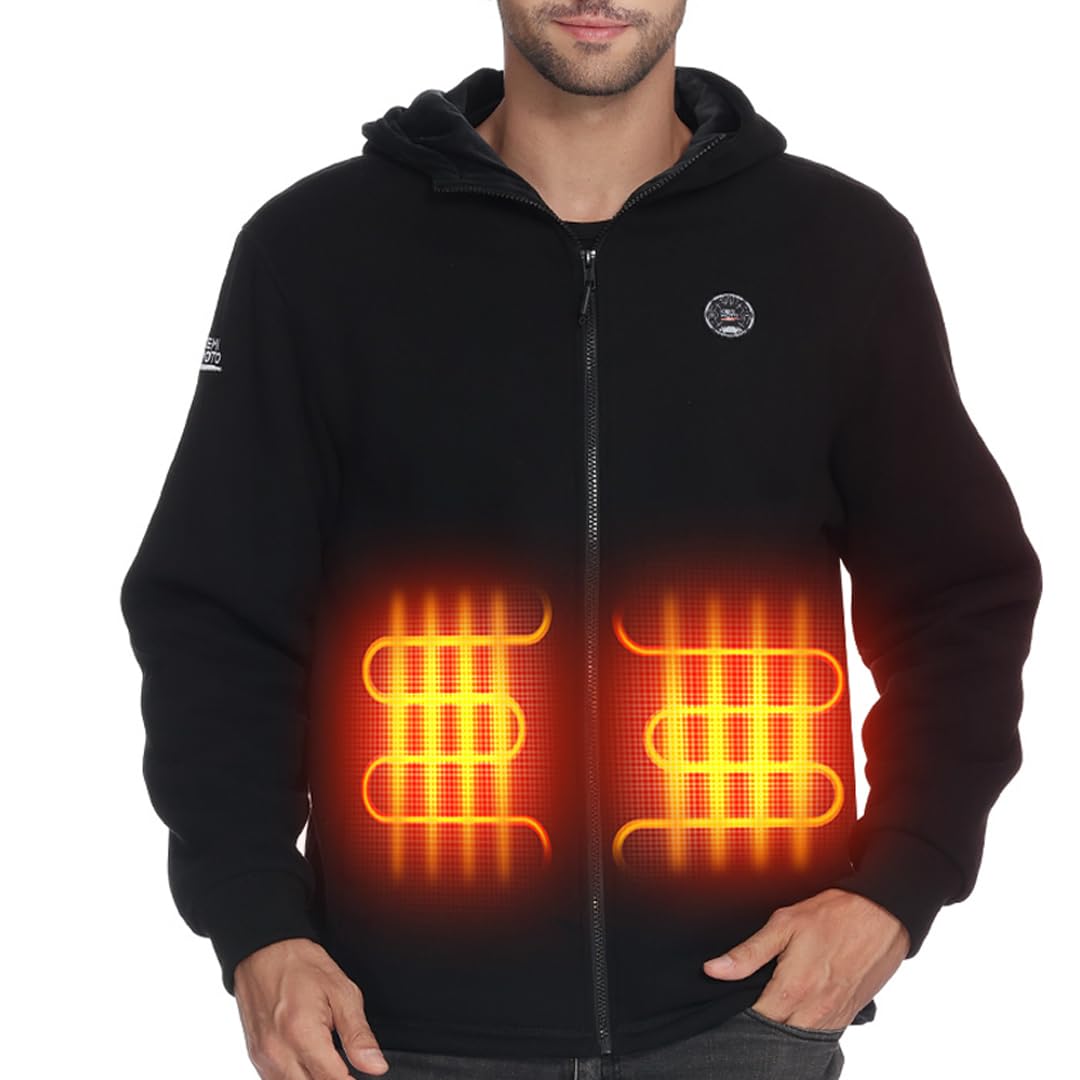 KEMIMOTO Heated Hoodie for Men Women 20000mAh 12V Battery Heated Sweatshirt Jacket Unisex