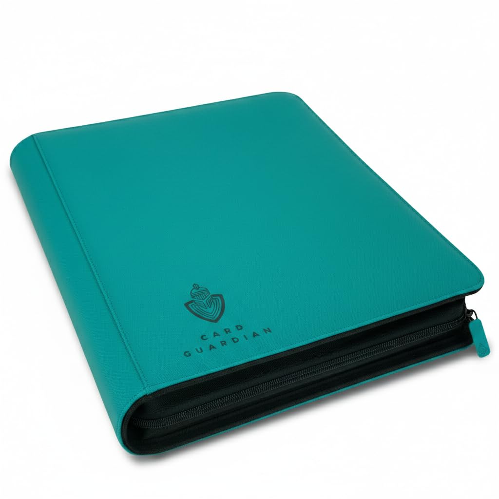 Card Guardian Teal - Toploader 9 Pocket Premium Binder With Zipper For 360 Cards - Side Loaded Pockets - Compatible With Sports And Trading Cards Tcg… (Teal)