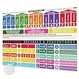 Rsgift Educational Math Posters,2 Pcs Large Place Values Poster with Dot Glue,13.5x39 Inches Classroom Banner Decorations for Teachers,Fractions Poster(Laminated)