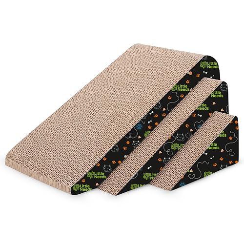 Image of Corrugated Cardboard Cat Scratcher with Catnip - (Triangle Slice) | 16 inch Durable & Detachable 3-in-1 Scratching Pad for Cats & Kittens | Textured Design for Play & Furniture Protection