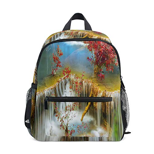 Preisvergleich Produktbild Gedruckte Schultasche Schöner Wasserfall Tiefer Tropenwald Kleiner Reiserucksack Für Kinder Perfekte Größe Mit Vorderer Brustschnalle Für Schulreisen