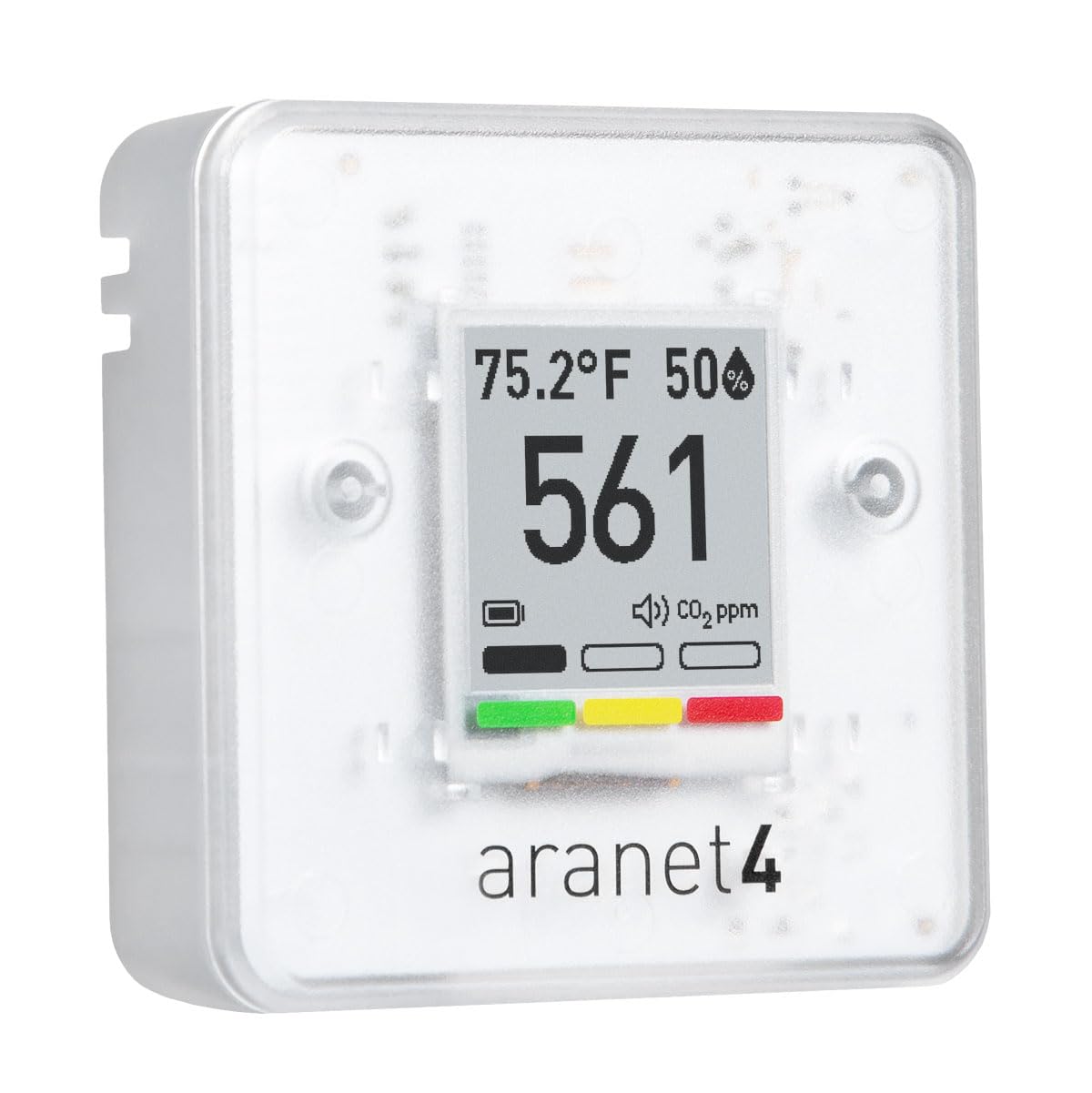 SAF Aranet4 Home: Wireless Indoor Air Quality Monitor for Office or School (CO2, Temperature, Humidity and More) Portable, Battery Powered, E-Ink Screen, App for Configuration & Data History