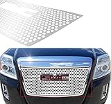 APS Compatible with GMC Terrain 2010-2015 with Logo Show Main Upper Stainless Steel Silver Laser Cut Front Grill Grille Insert G46743S