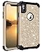 Lontect Compatible iPhone Xs Max Case Glitter Sparkle Bling Heavy Duty Hybrid Armor High Impact Shockproof Protective Cover Case for Apple iPhone Xs Max 2018 6.5" Display, Black/Shiny Gold