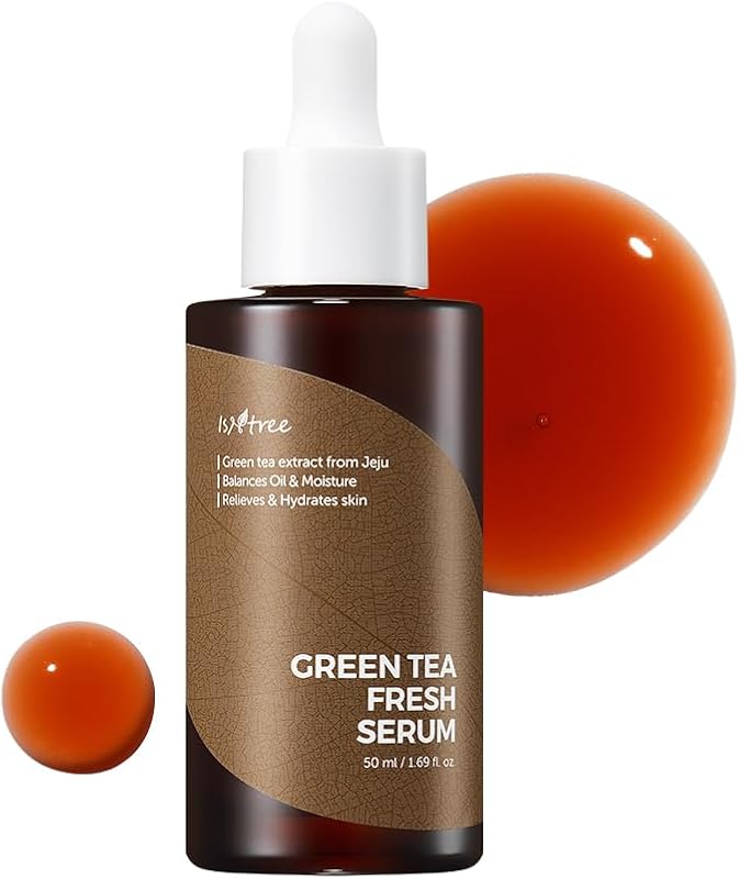 Green Tea Fresh Serum 50ml, 1.69 fl oz | Jeju Green Tea Extract | Controls Excessive Sebum | Balances Oil & Moisture | Relieves & Hydrates Skin | Korean Skincare