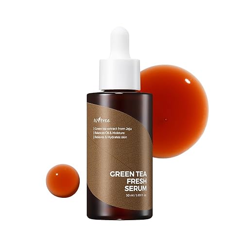 ISNTREE Suero fresco de té verde de 1.7 fl oz, 1.69 onzas líquidas | Extracto de té verde Jeju | Controla el exceso de sebo | Equilibra el aceite y