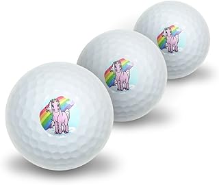 Graphics and More Pink Unicorn on Cloud - Rainbow Pony Novelty Golf Balls 3 Pack