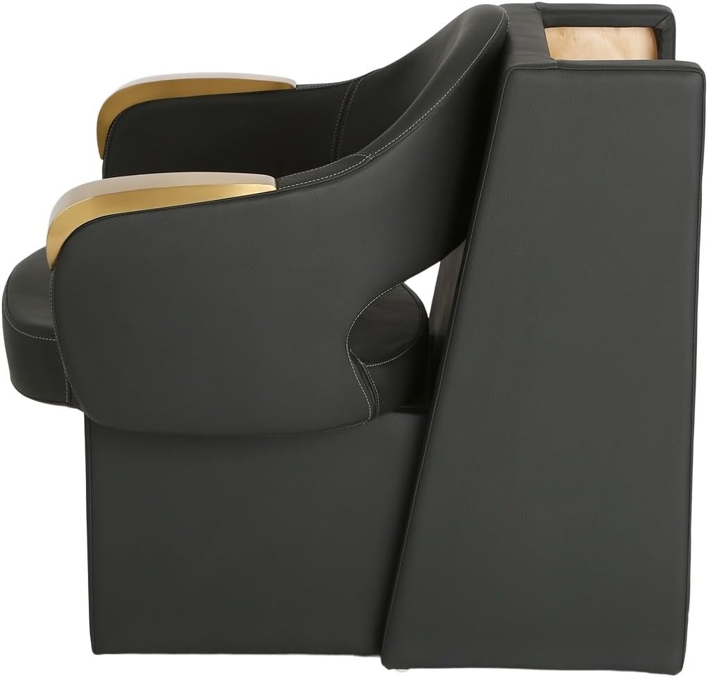 Buy-Rite Luna Gold Dryer Chair - Extra-Wide Salon Chair with Brushed Gold Armrests, Premium Black Vinyl, Stitch Detail, Mid-Century Modern Design, Fully Assembled, YLG-456-1-GOLD