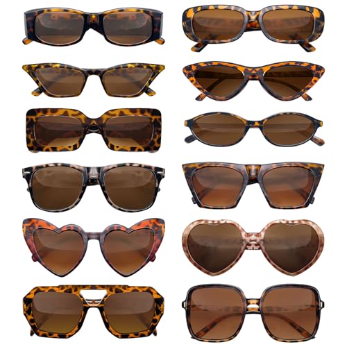 Mixed Style Retro Sunglasses for Adults (12 Pack)