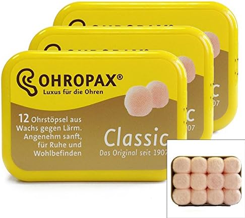 Ohropax Klasyczne zatyczki do uszu, 12 sztuk (3 opakowania po 18 par)