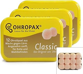 Ohropax Klasyczne zatyczki do uszu, 12 sztuk (3 opakowania po 18 par)