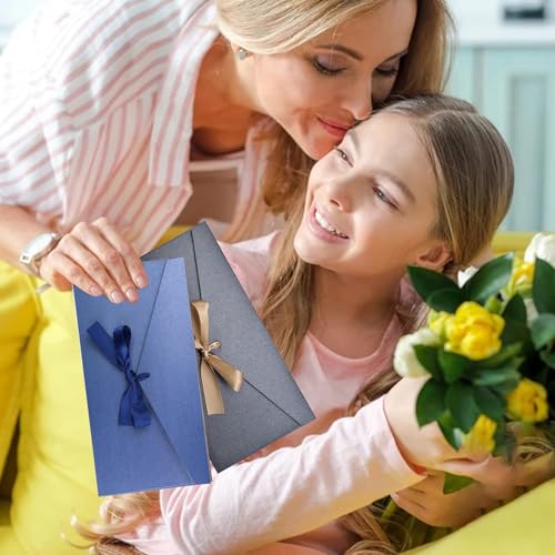 24 Stück Großer Schleifenumschlag Briefumschläge Bunt Schöne Briefumschläge Dekorative Briefumschlägen mit Schleife Briefumschlägen Hochzeit Perlglanzpapier Schleifenumschlag für Hochzeit Party