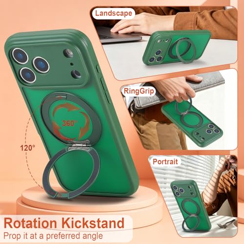 Image of for iPhone 17 Pro Max Case Compatible with MagSafe Full-Body Magnetic Phone Case with Built-in Tempered Glass Screen Protector& Stand for iPhone17 Pro Max Cover, Green