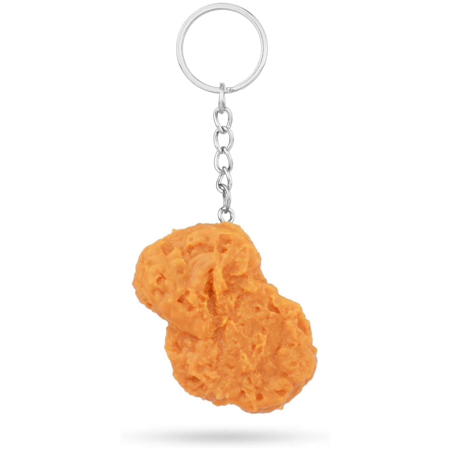 Vnidjgb Unisex Kids Silver Realistic Chicken Nugget Keyring,Novelty Funny Simulation Chicken Keyrings,Creative And Funny Food Keychain,Fun Keyring Gift For Kids,For Suitcases,Handbag,Purse,Car Keys,Pendant Hanging Ornament.