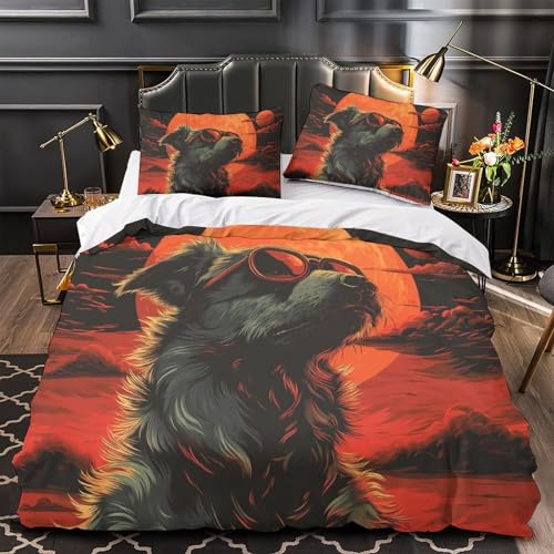 Housse de couette Chien Lunettes Soleil fermeture éclair lit 260x220 - 4