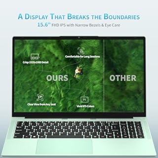 FUNYET Computer Portatile da 15,6 pollici, 2026 Win 11 Pro Laptop, 16 GB di RAM, 1 TB di SSD, Laptop PC Portatil Processore N150 (fino a 3,6 GHz), 6000 mAh, FHD 1920 * 1080 Notebook, verde