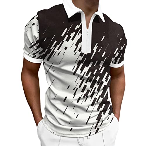 Polo con cremallera para hombre, manga corta, transpirable, camiseta de verano, polo para hombre, corte regular, camiseta de ocio, polo de tenis, ropa de hombre, crema facial Nivea, C-negro., M
