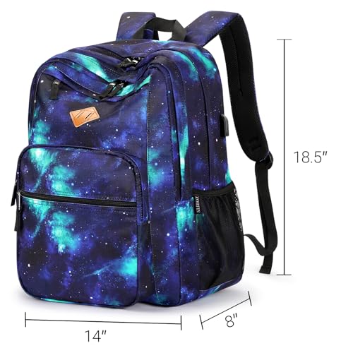 Image of ZORFIN 36L Backpack for College, and Travel: Water Resistant Bookbag with 8 Compartments - Cyberspace Galaxy